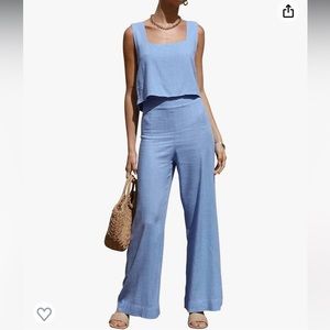 Roylamp High Rise Wide Leg Pant and Tank Two Piece Set